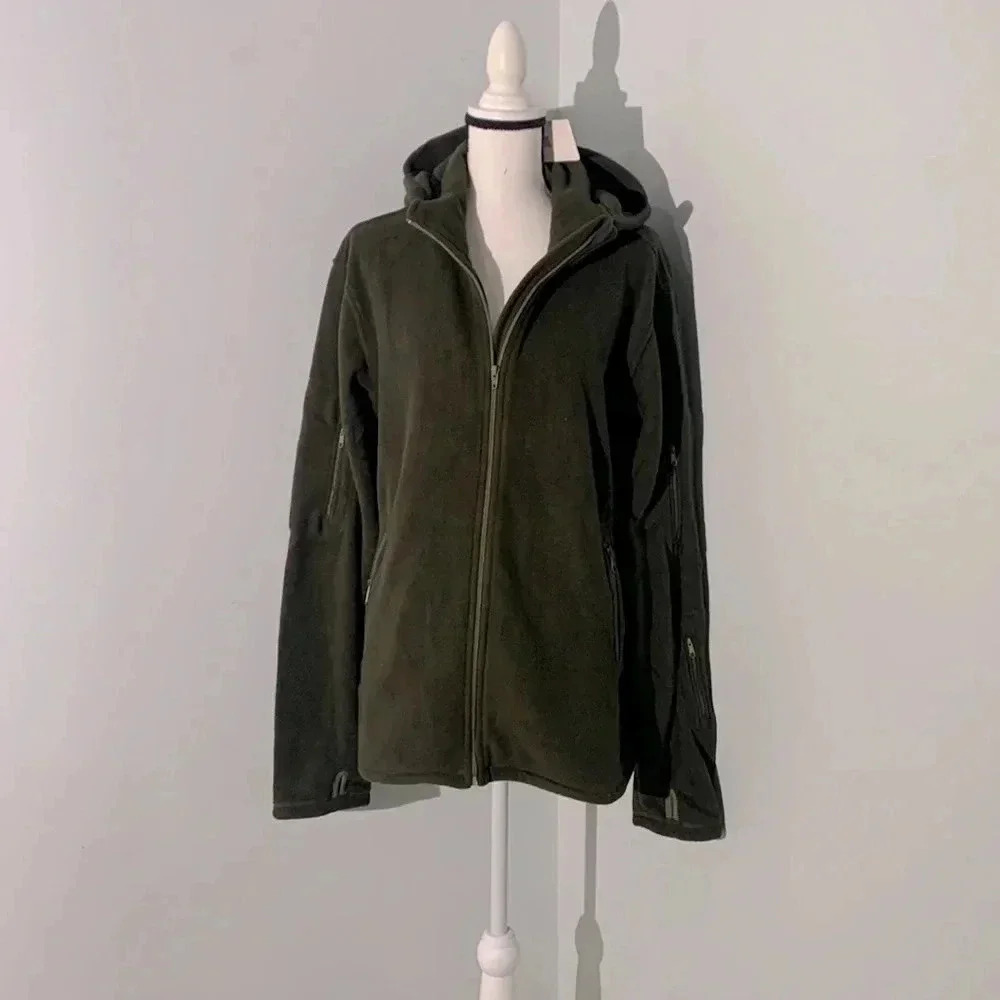 Coofandy mens soft shell outdoor hooded military green coat size S - Picture 2 of 6